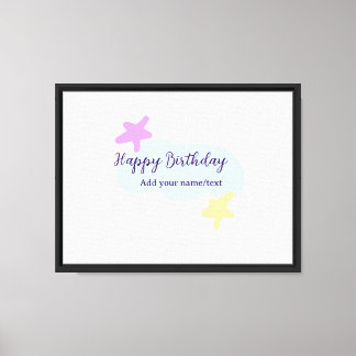Pastel blue clouds stars purple happy birthday nam canvas print