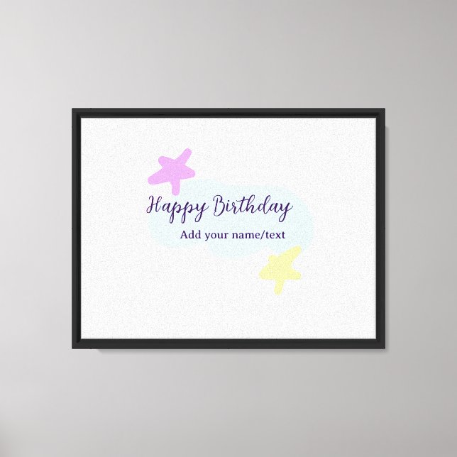 Pastel blue clouds stars purple happy birthday nam canvas print (Front)