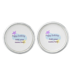Pastel blue clouds stars purple happy birthday nam cufflinks