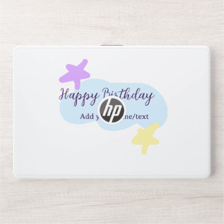 Pastel blue clouds stars purple happy birthday nam HP laptop skin