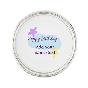 Pastel blue clouds stars purple happy birthday nam lapel pin
