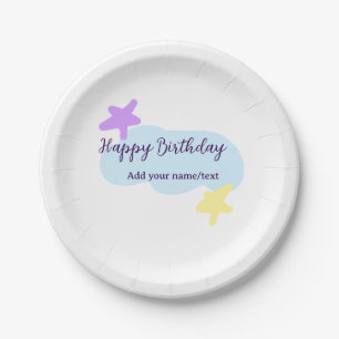Pastel blue clouds stars purple happy birthday nam paper plates