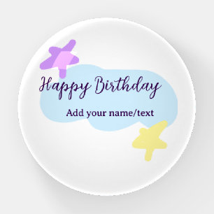 Pastel blue clouds stars purple happy birthday nam paperweight
