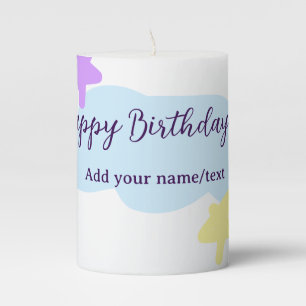 Pastel blue clouds stars purple happy birthday nam pillar candle