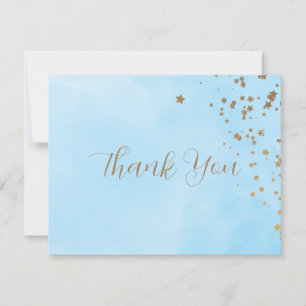 Pastel Blue Clouds Watercolor Wedding Thank You Card