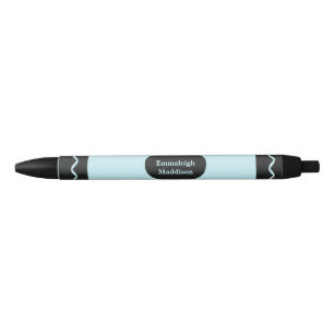Pastel Blue Color Crayon Wrap Monogram Black Ink Pen