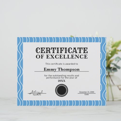Pastel Blue Company Business Award Certificate