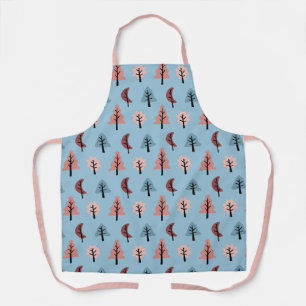 Pastel Blue Cookie Shape Tree Pattern Christmas Apron