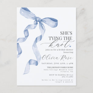 Pastel Blue Coquette Bow Bridal Shower Invite