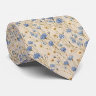 Pastel Blue Cornflower Boho Wedding  Neck Tie
