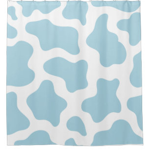 pastel blue cow print kawaii shower curtain