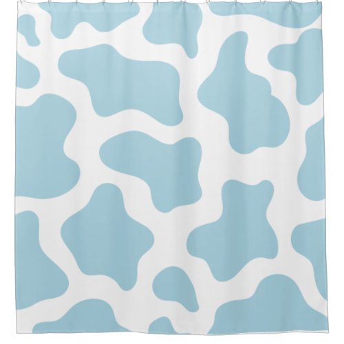 pastel blue cow print kawaii shower curtain