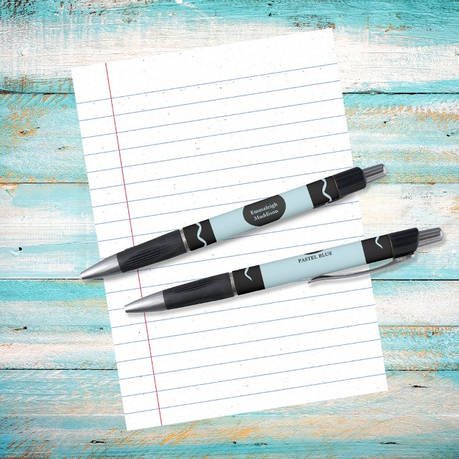 Pastel Blue Crayon Wrap Monogram Name Pen (Creator Uploaded)