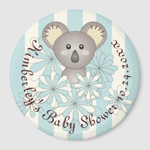 Pastel Blue Cute Baby Koala Baby Shower Favor Magnet