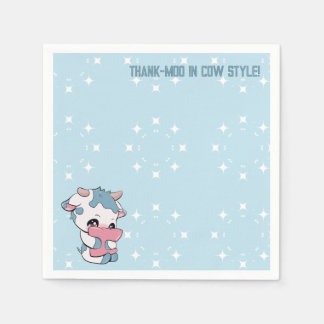 Pastel Blue Cute Cow  Napkins