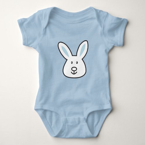 Pastel Blue Cute Easter Bunny Illustration Baby Bodysuit