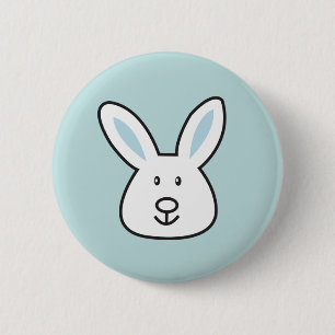 Pastel Blue Cute Easter Bunny Illustration  Button