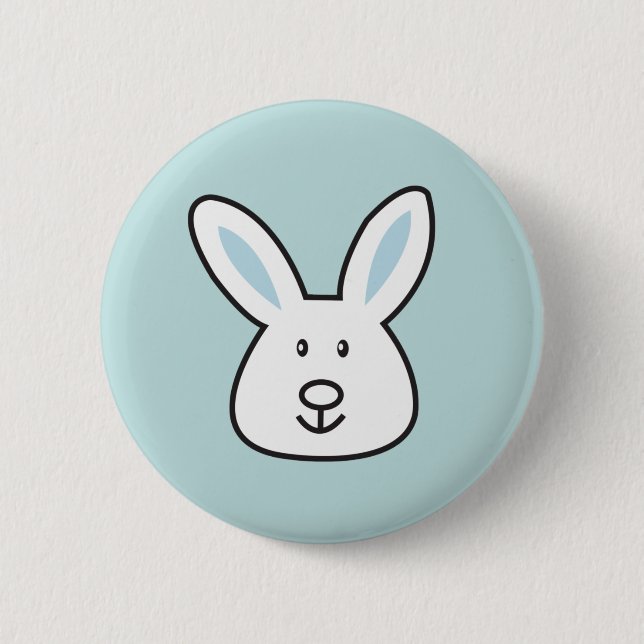 Pastel Blue Cute Easter Bunny Illustration  Button (Front)