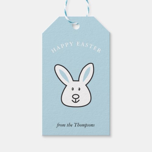 Pastel Blue Cute Easter Bunny Illustration Gift Tags