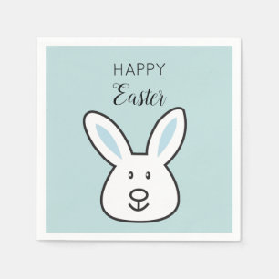 Pastel Blue Cute Easter Bunny Illustration Napkins
