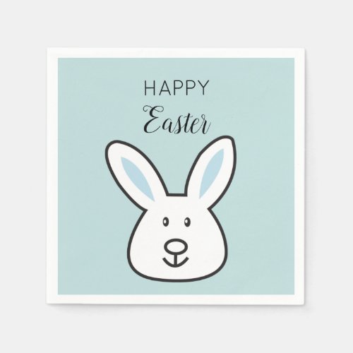 Pastel Blue Cute Easter Bunny Illustration  Napkins