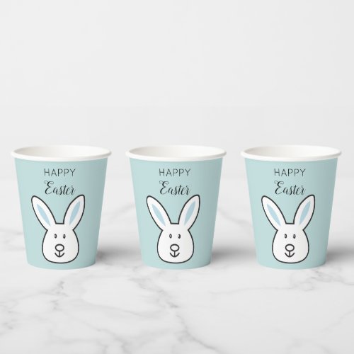 Pastel Blue Cute Easter Bunny Illustration  Paper Cups