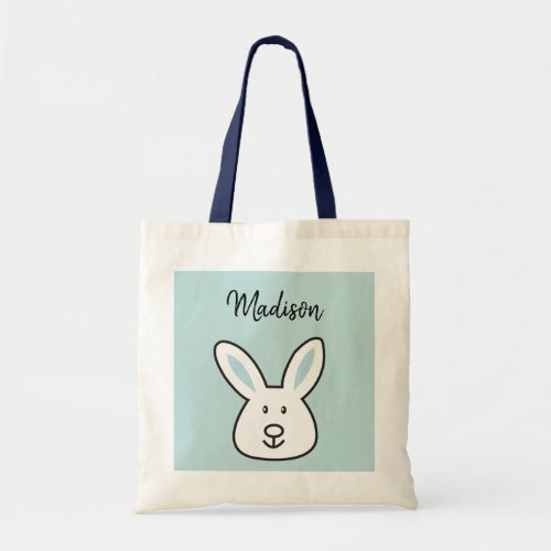 Pastel Blue Cute Easter Bunny Illustration Tote Bag