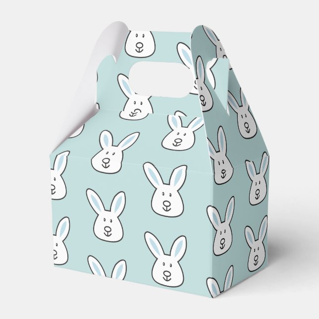 Pastel Blue Cute Easter Bunny Pattern Favor Boxes (Front Side)
