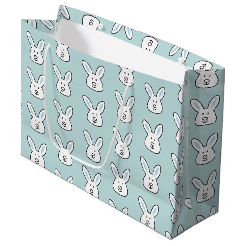 Pastel Blue Cute Easter Bunny Pattern  Large Gift Bag
