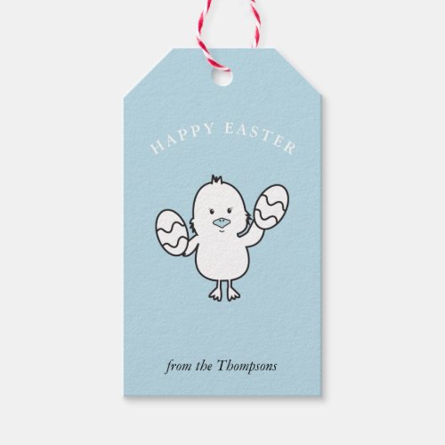 Pastel Blue Cute Easter Chick  Eggs Illustration Gift Tags