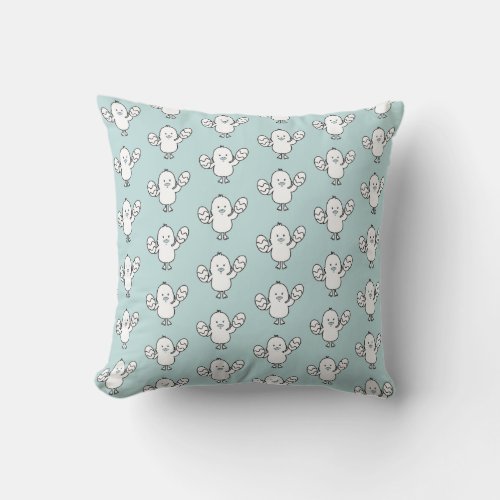 Pastel Blue Cute Easter Chick  Eggs Pattern Throw Pillow
