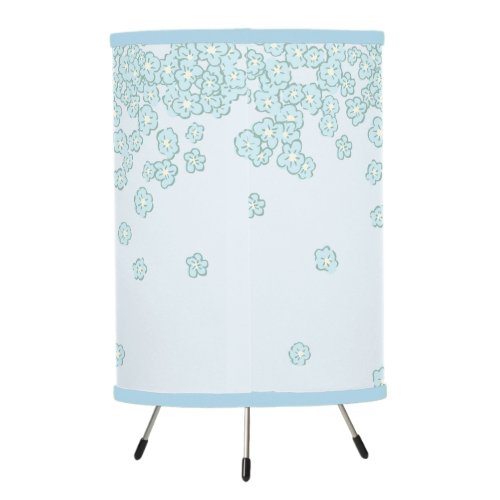 Pastel Blue Cute Flowers Design Tripod Lamp