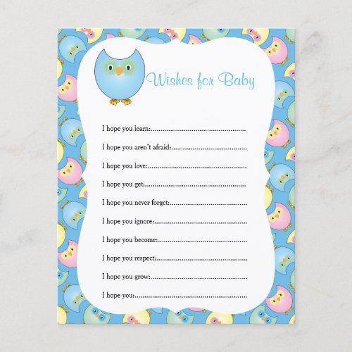 Pastel Blue Cute Owl Baby Shower Theme _ Wishes Flyer