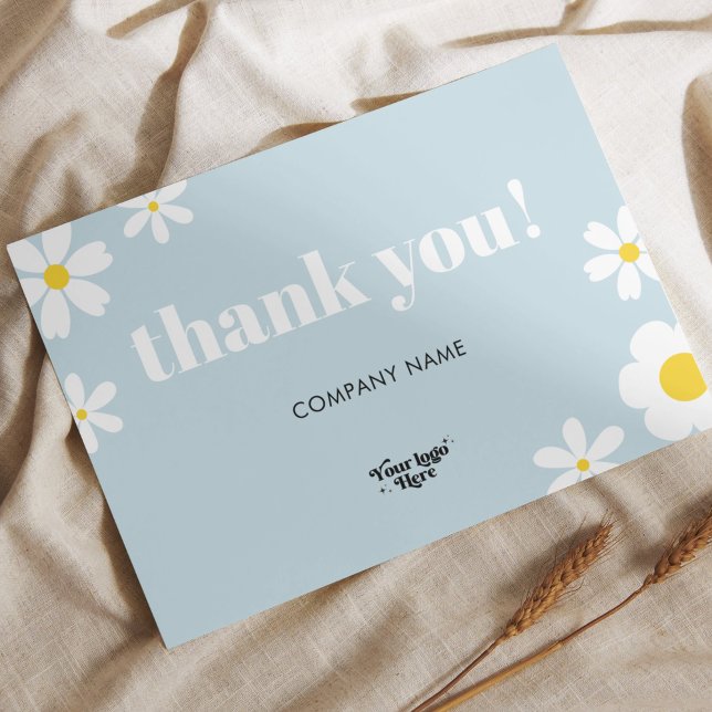 Pastel Blue Daisy Logo Brand Thank You Card (Creator Uploaded)