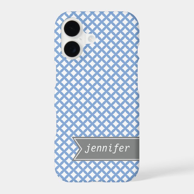 Pastel Blue Diamond Pattern Iphone Case (Back)
