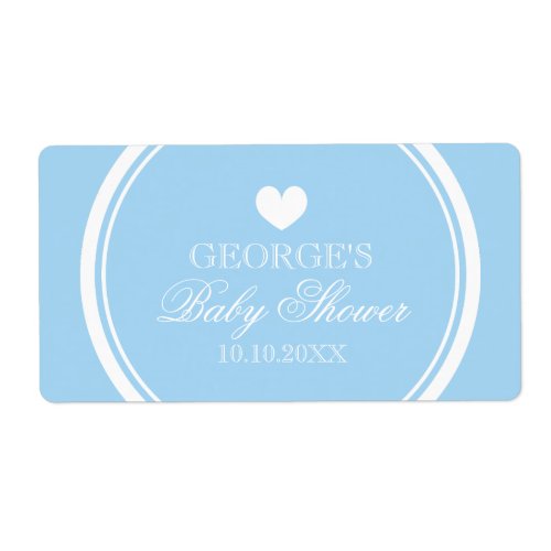 Pastel blue DIY baby shower water bottle labels