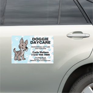 Pastel Blue Doggie Day Care Auto Magnet