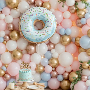 Pastel Blue Donut Balloon   Sprinkle Birthday