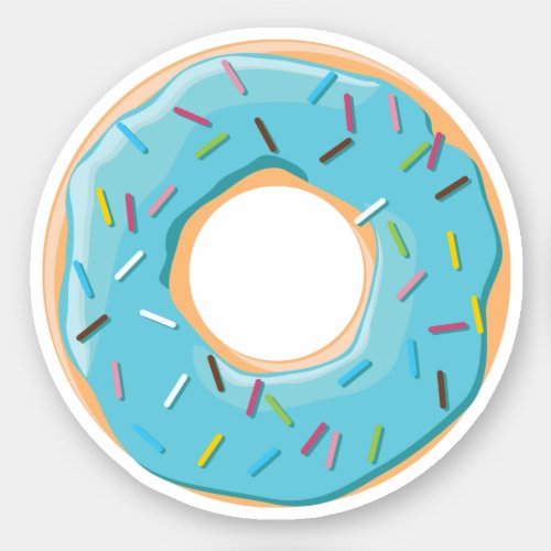 Pastel Blue donut with candy sprinkles Sticker