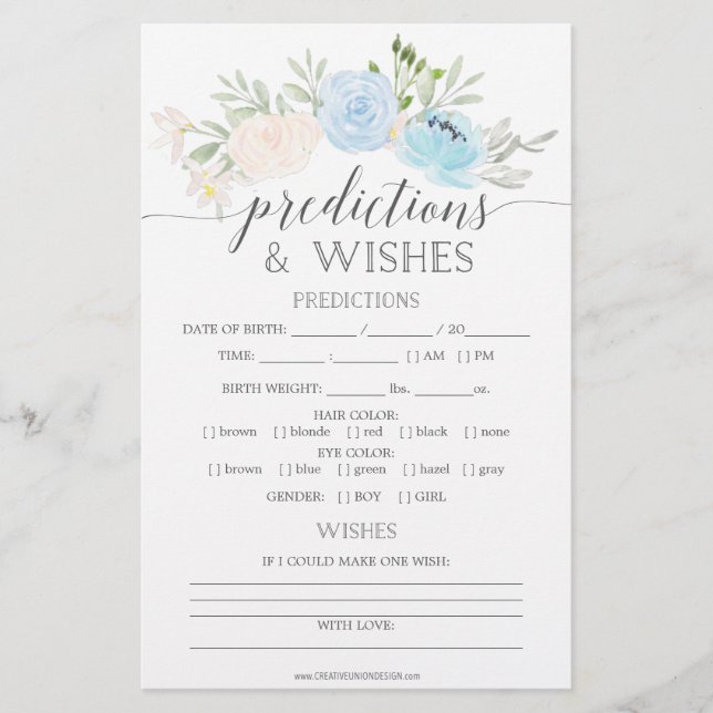 Pastel Blue Double Sided Baby Shower Games (Front)