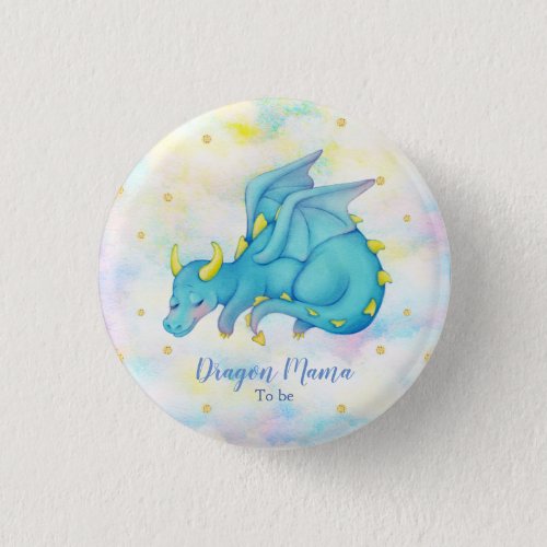 Pastel Blue Dragon Mommy To Be Baby Shower Button