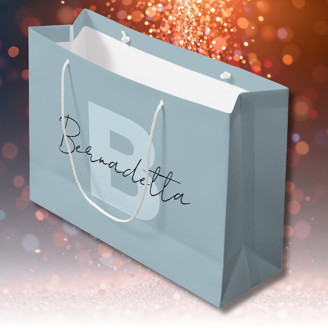 Pastel Blue | Elegant Handwritten Name Script Large Gift Bag (Creator Uploaded)