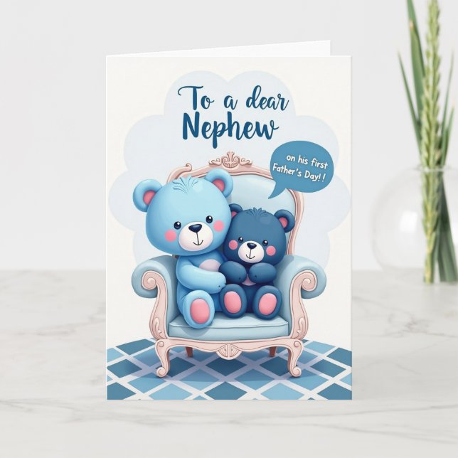 Pastel Blue Fathers Day Hug Card (Front)