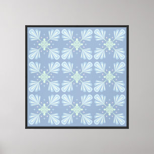 Pastel blue floral abstract repeat canvas print