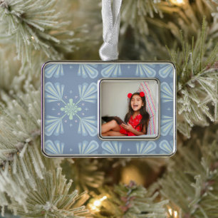Pastel blue floral abstract repeat christmas ornament