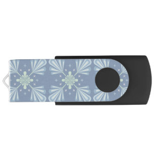 Pastel blue floral abstract repeat flash drive
