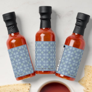 Pastel blue floral abstract repeat hot sauces