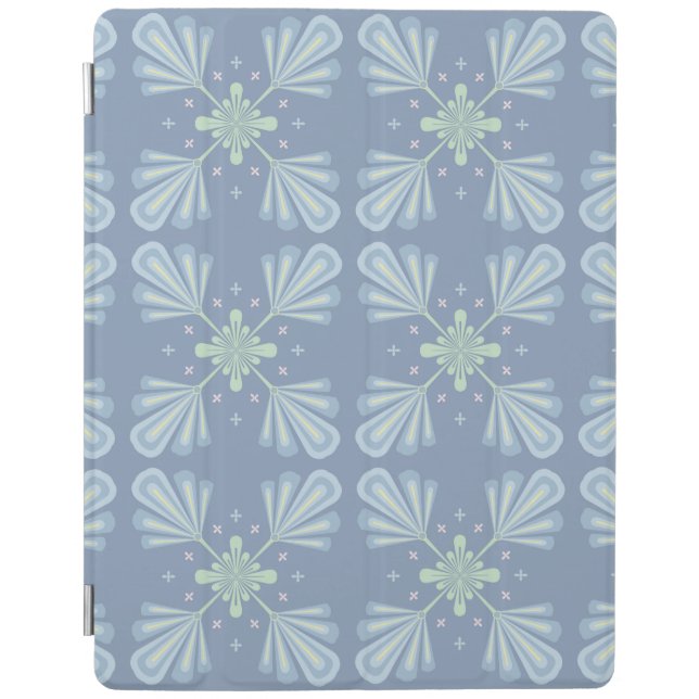 Pastel blue floral abstract repeat  iPad smart cover (Front)