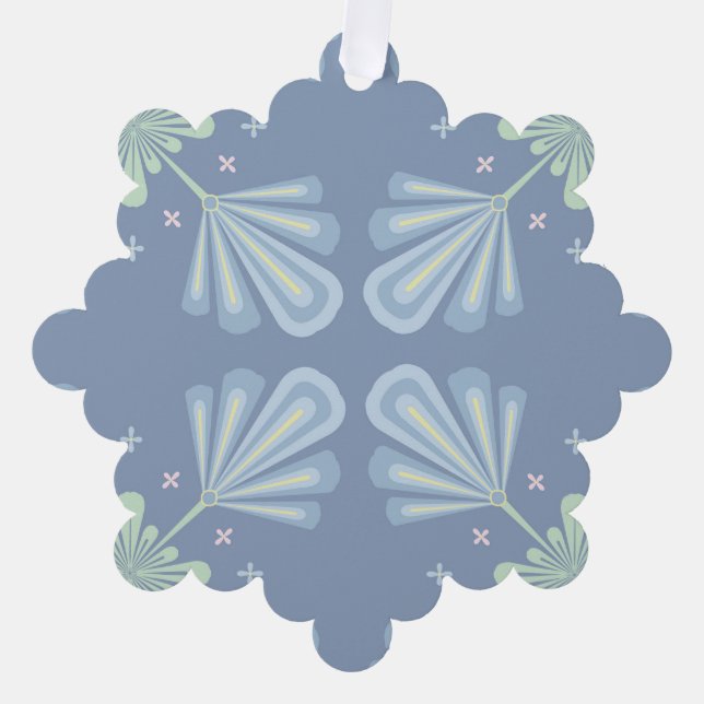 Pastel blue floral abstract repeat  ornament card (Front)