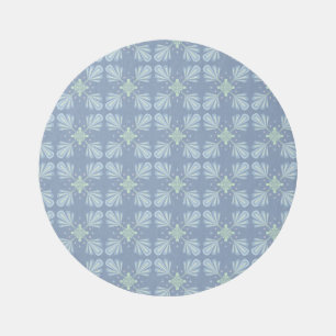 Pastel blue floral abstract repeat outdoor rug